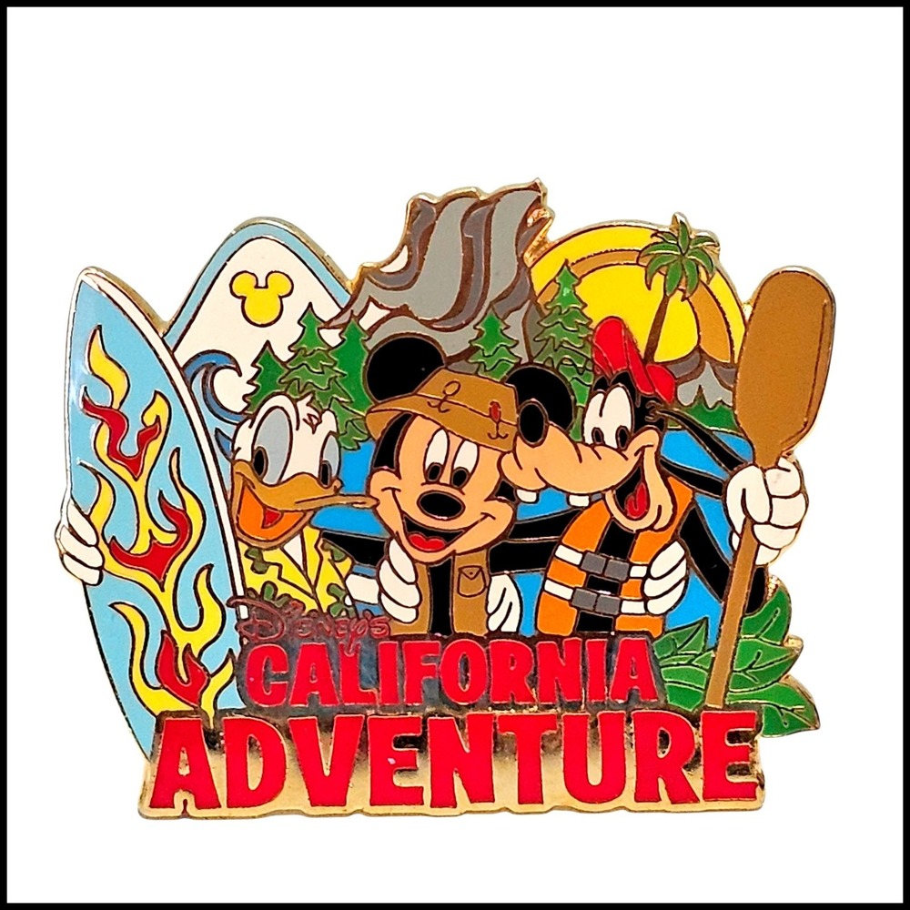 Disney California Adventure Pin Mickey Donald Goofy Surfing 2005 26942